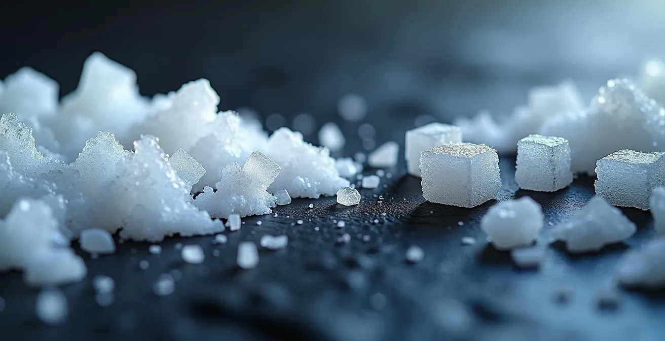 Abstract macro photograph showing crystalline structures representing data transformation and purification