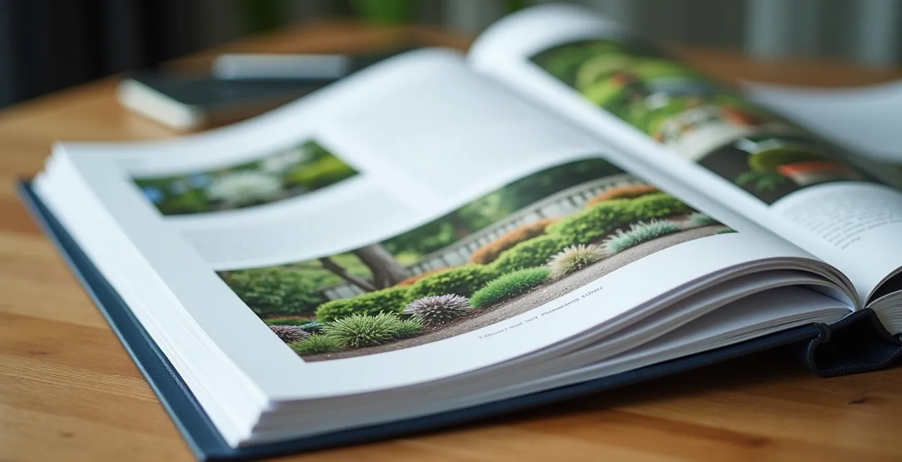 Professional binder with before and after photos of landscaping improvements