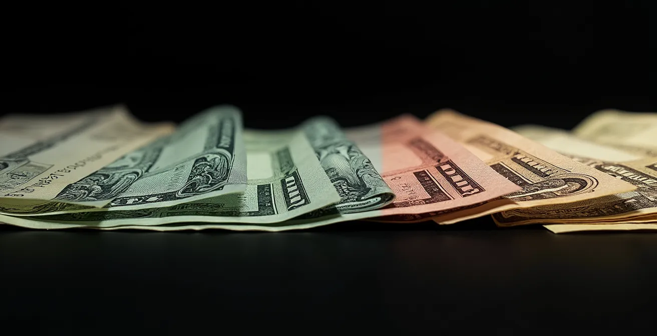 Visual representation of money losing value over time due to inflation